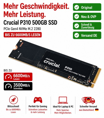 Crucial p310 500gb - crucial, pcie