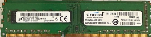 Crucial 8gb 2rx8 - crucial, pc3