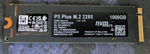 Crucial plus 1tb - p3, nvme